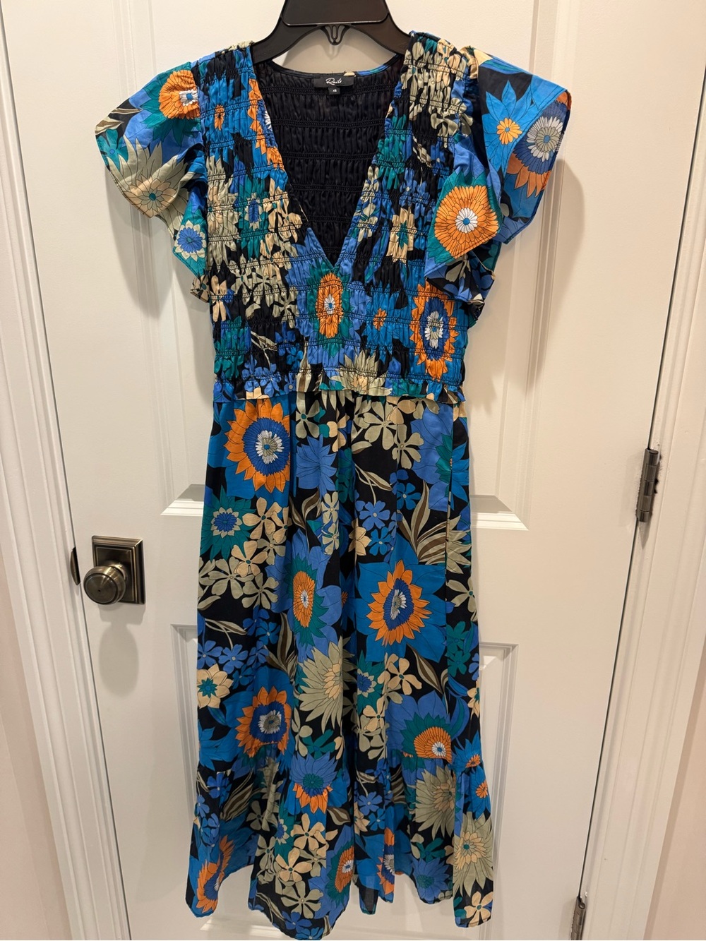 Rails Blue and Orange Floral Midi Dress